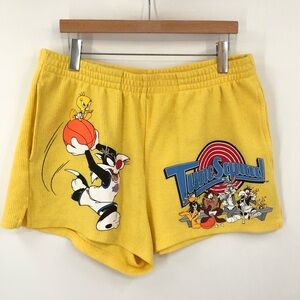 Space Jam XXL Tunes squad shorts yellow lounge comfy pockets ribbed 0558